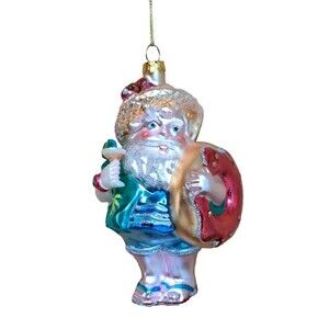 December Diamonds 79-81316 Santa w/ Donut Pool Float 5" Glass Christmas Ornament